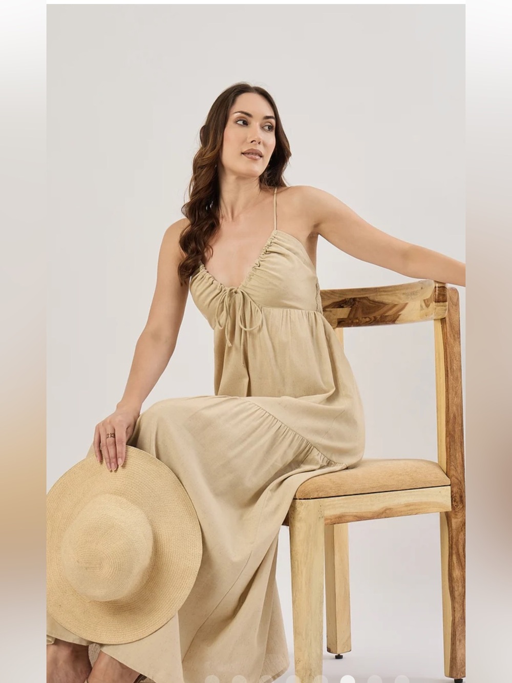 Sim and Sam beige linen blend maxi